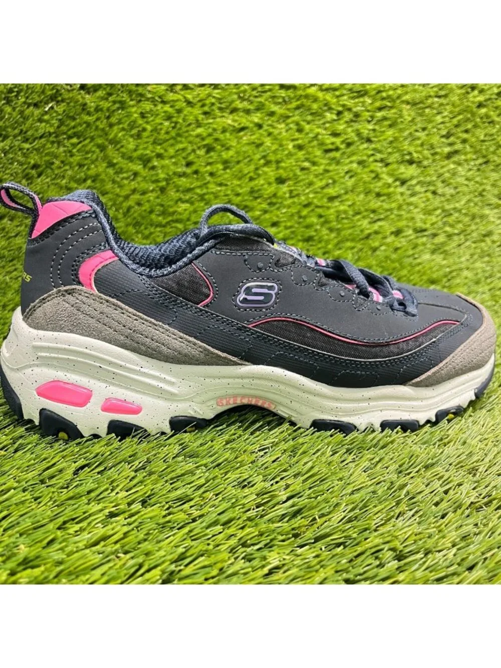 Skechers D'Lites Bold Views Womens Size 7.5 Navy Blue Running Shoes Sneakers